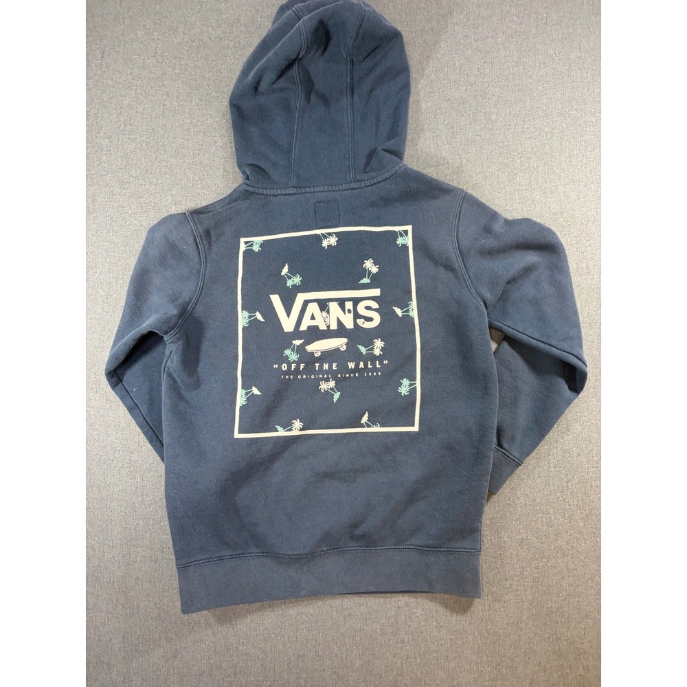 Vans Off The Wall Kids Hoodie Navy Blue Palm Tree Graphic Pullover Sweatshirt